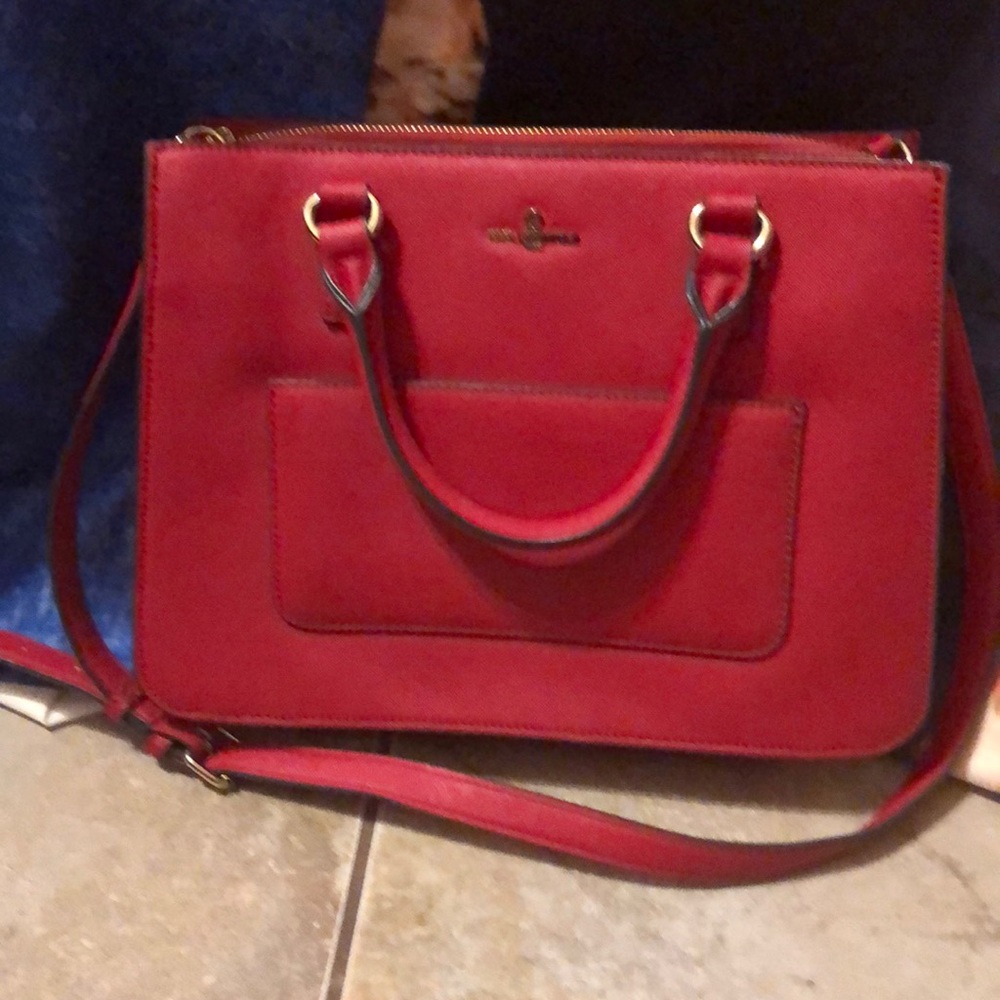Karl Lagerfeld Red Leather Shoulder Bag